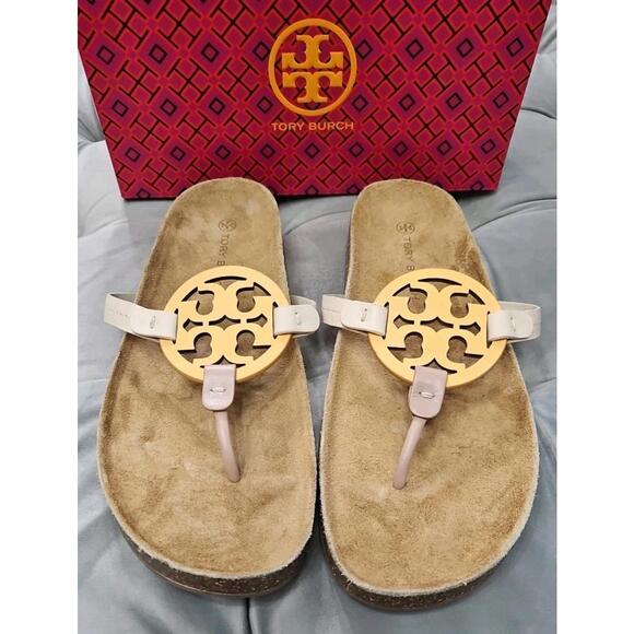 Tory Burch Miller Cloud Leather Sandals Womens Shoes 13 New - Picture 2 of 16